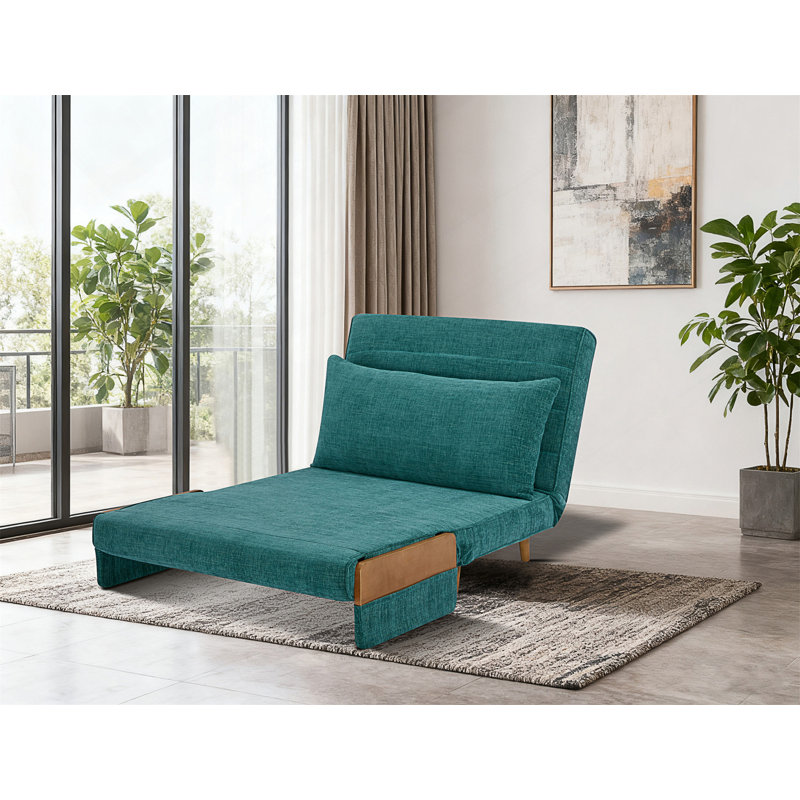 Canapé-lit rembourré convertible 3-en-1 avec inclinaison ergonomique et confort moelleux pour les petits espaces., Bleu paon