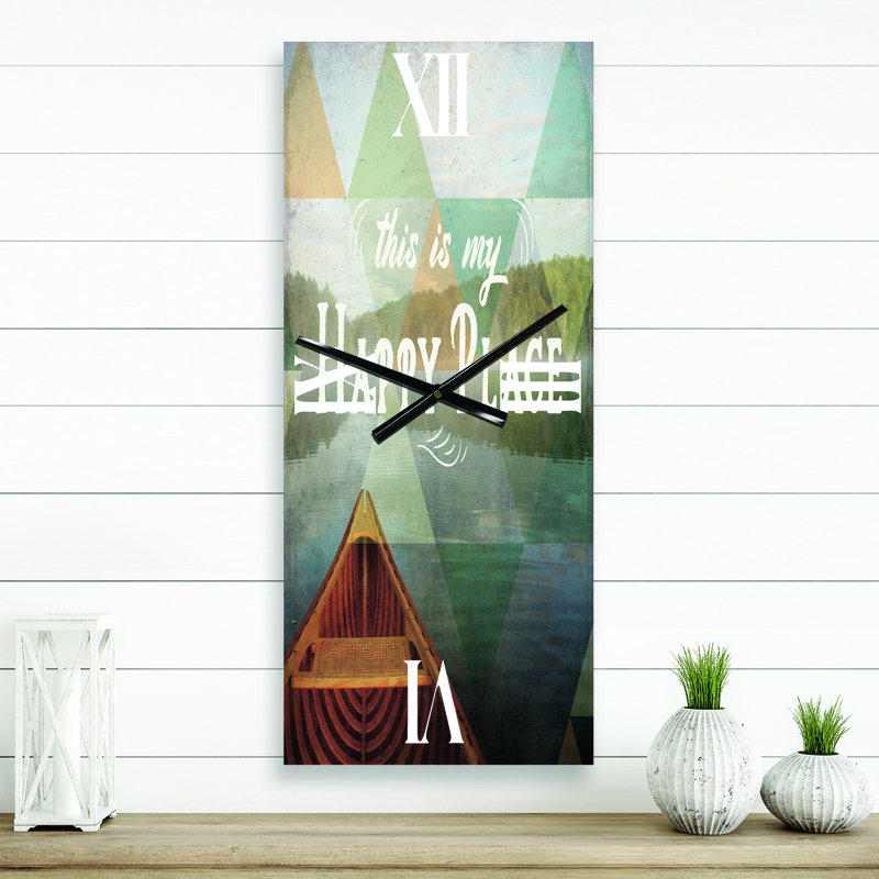 Lake House Happy Quote - Horloge murale traditionnelle, Grand