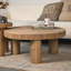 Table basse ronde en bois massif rétro