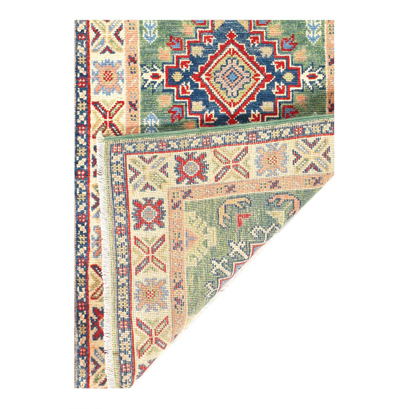 Tapis de couloir Kazak finement noué à la main 2 pi x 6 pi