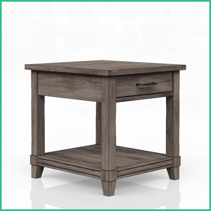Table basse rustique grise avec ports de charge USB Tiroir de rangement pratique pour le salon