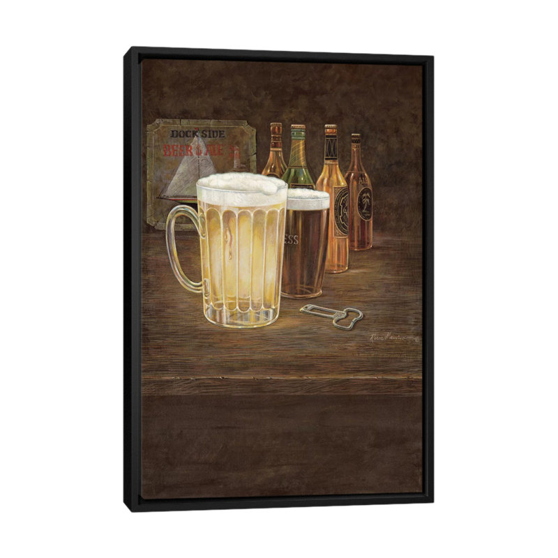 « dockside bière », impression sur toile, H 26 po x l 18 po x P 1,5 po, Toile avec cadre noir, Pas de tapis