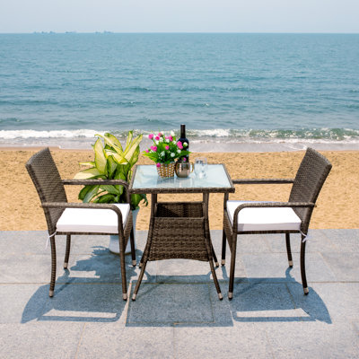 Frazer 3-Piece Wicker Square Set with Cushions