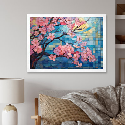 Collage de fleurs roses et bleues sur toile