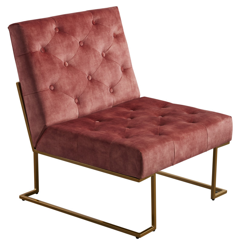 Fauteuil de chambre Klara, Velours rosé, Doré