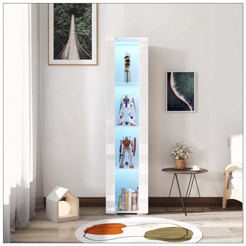 Armoire latérale avec lampe à bande en aluminium, Blanc
