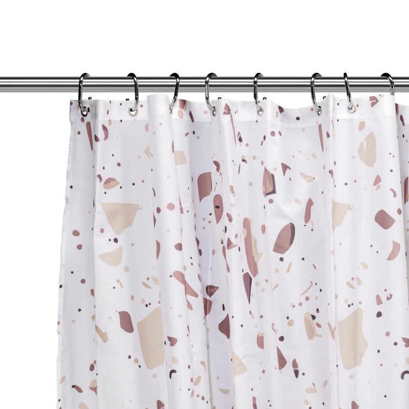 Croydex Polyester Shower Curtain, White/Pink