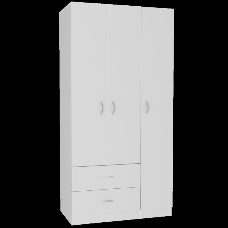 71" Black Wood Two Drawer Combo Dresser, White