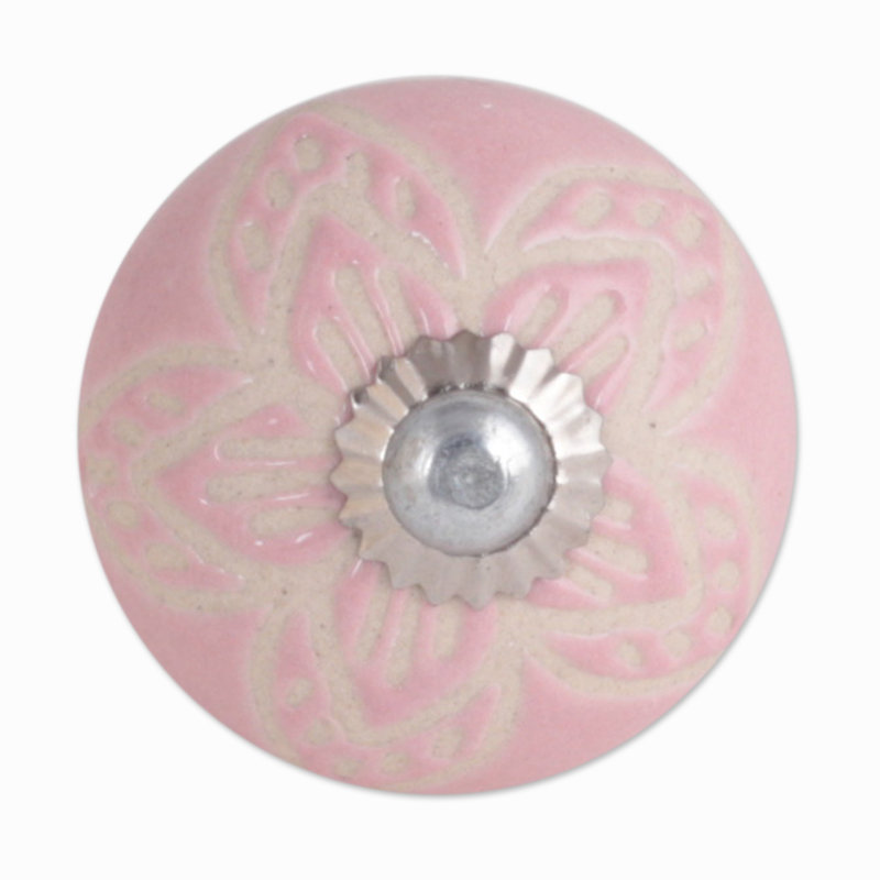 Novica Handmade Pink Blossom Ceramic Knobs (Set Of 6)