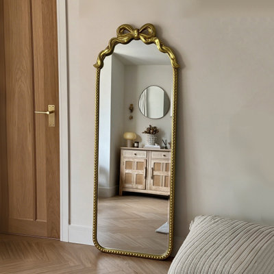 Miroir orné, miroir mural décoratif vintage à nœud, cadre en fer haute définition anti-explosion, miroir mural esthétique antique pour chambre, salon, entrée