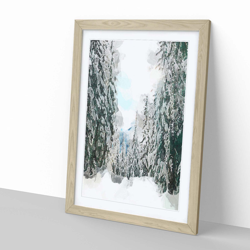Winter Trail in Abstract - Picture Frame Graphic Art Print, Oak, 91cm H x 60cm W x 2cm D