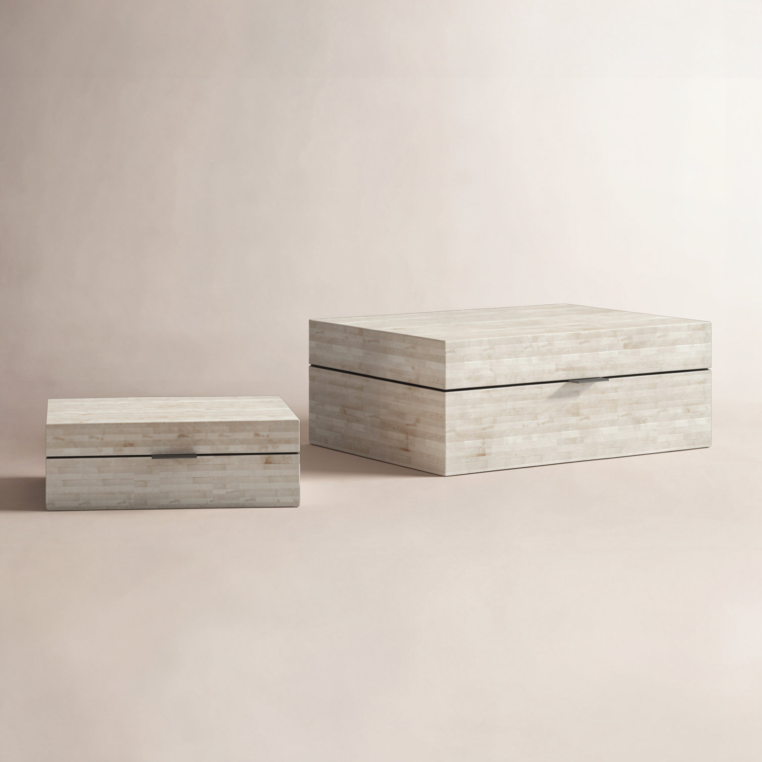 2 - Piece Handmade Decorative Box, Stained White