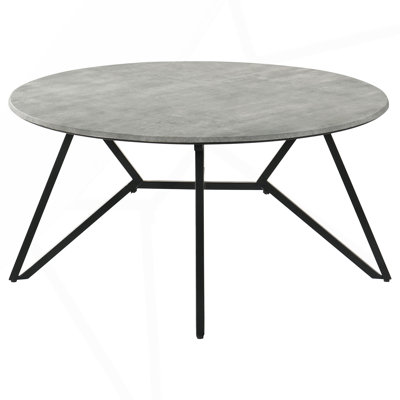 Cement And Gunmetal Round Top Coffee Table