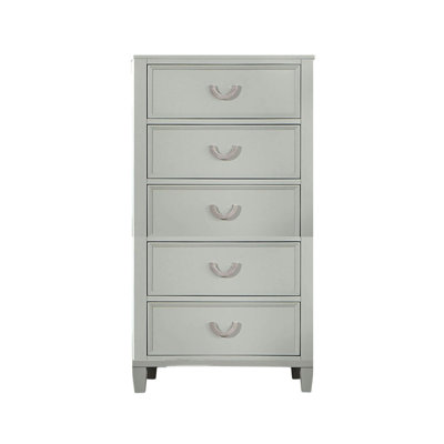 Grande commode Roly, 5 tiroirs, poignées suspendues en chrome, bois gris