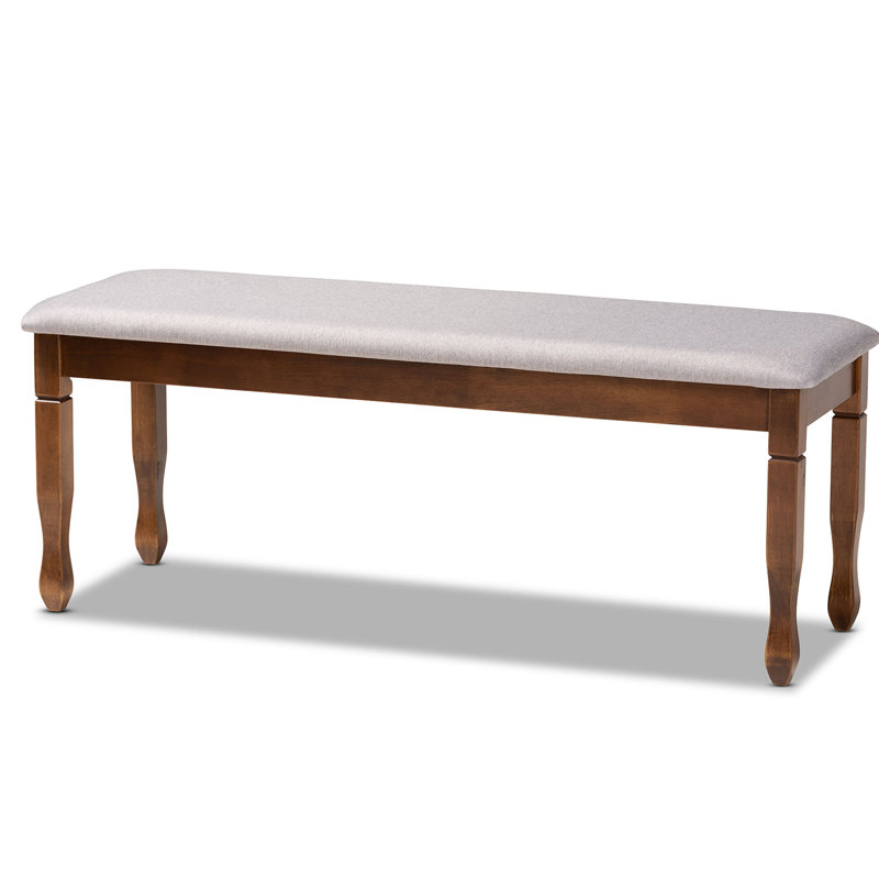 Polyester Blend Upholstered Bench, Walnut Brown, Grey