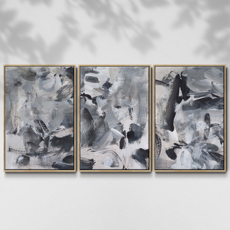 Mélange noir et blanc I 3 pièces, H 40 po x l 78 po, Naturel