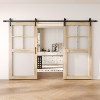Portes de grange non assemblées et non finies en verre givré de 5 po x 36 po x 5 po Homacer