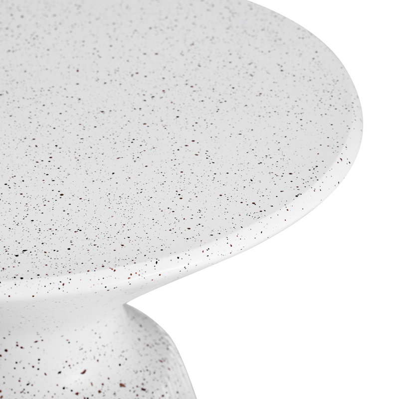 Table d'appoint texturée mouchetée rétro en marbre blanc pour l'extérieur et l'intérieur, 15,5 po x 21 po, convenant à toutes les espaces Balcon de salon de table de bout toutes saisons, taille compacte, sans assemblage