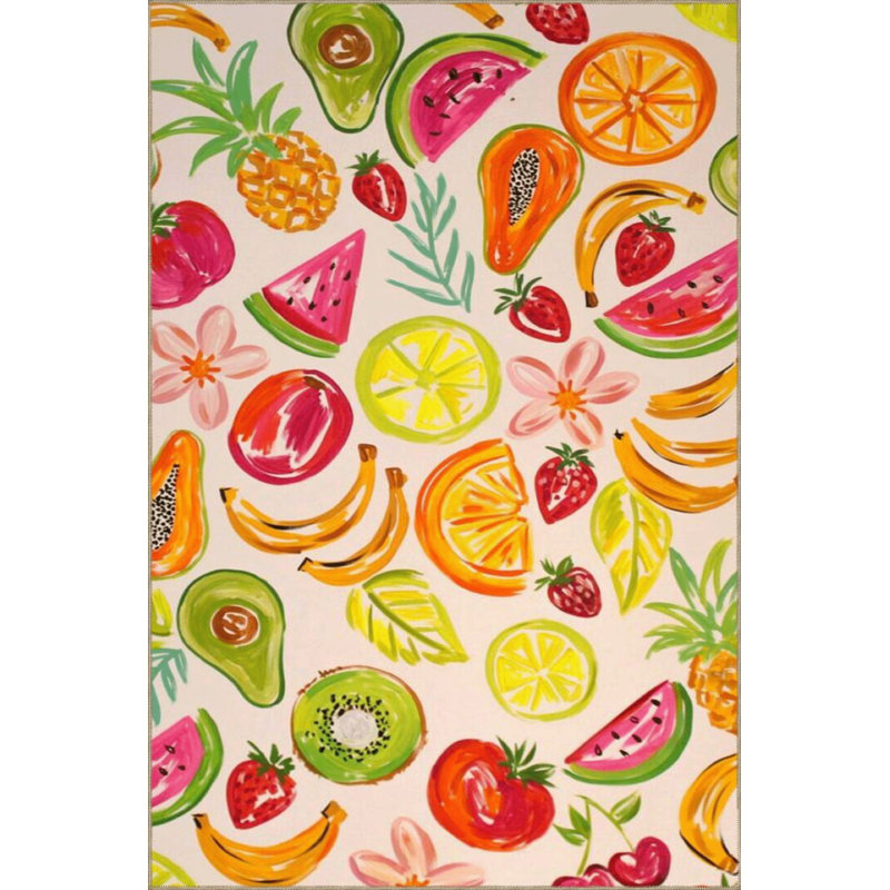 Tapis lavable jaune à motif tangerine, Tapis de couloir 3 pi 3 po x 6 pi 7 po inclus