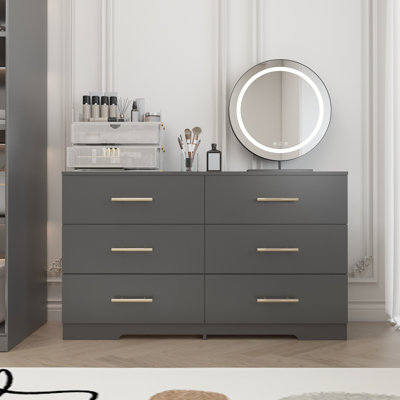 Grande commode moderne à 6 tiroirs avec poignées dorées Modern | Idée de cadeau