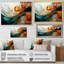 Orange et or planète vagues III - peinture abstraite, art mural-1129732985-1129732963