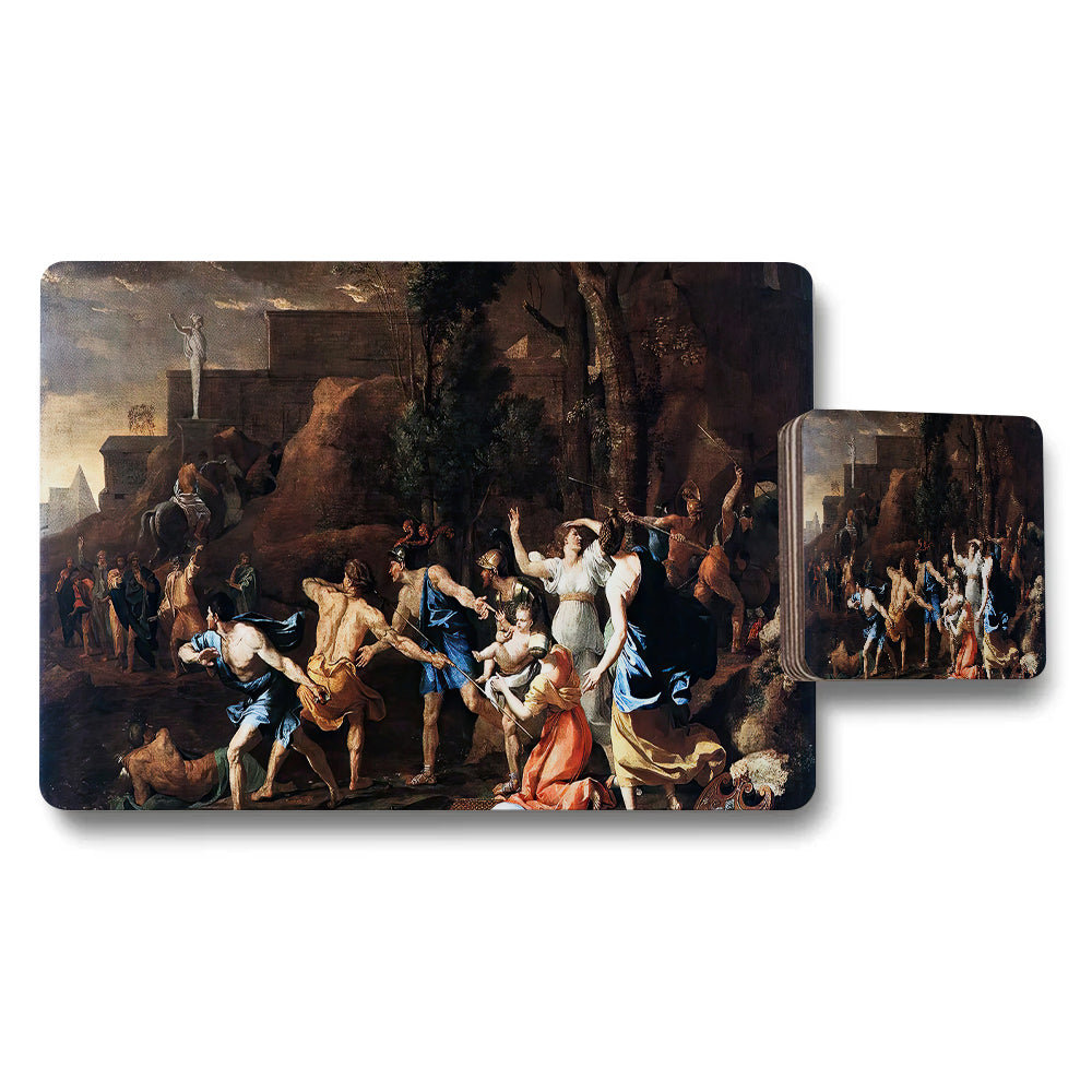 Placemat And Coaster Set Featuring Classical Painting Artwork