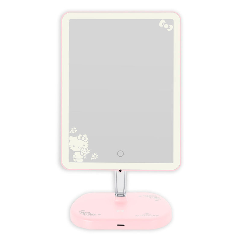 Hello Kitty Touch Pro Cute LED Makeup Mirror 2.0 for Dorm Room Decor, QI Charging Base to Phone