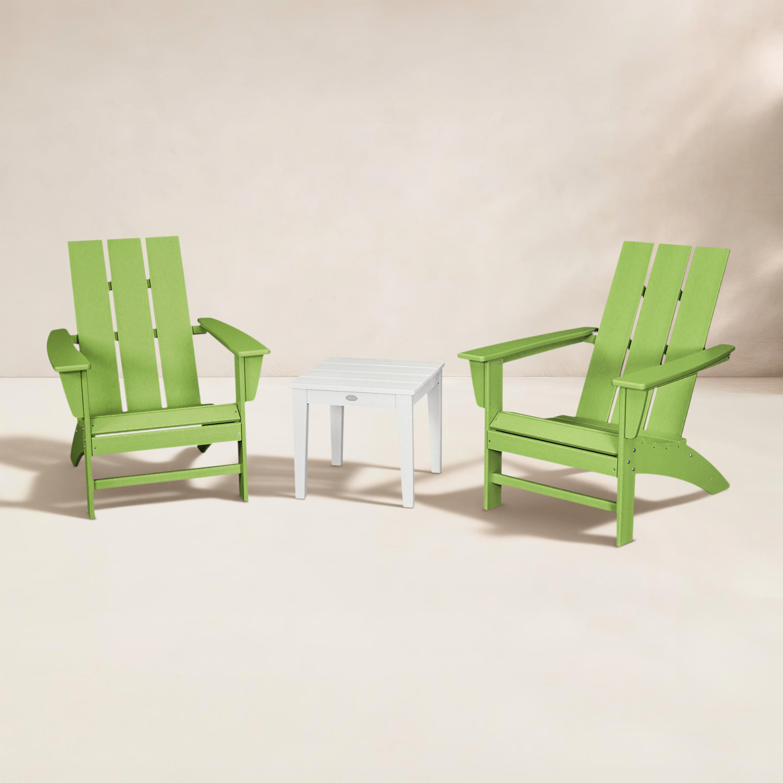 POLYWOOD® Modern Adirondack 2-Person Patio Seating Group, Lime