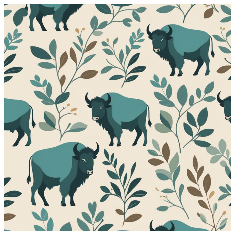 Housses de couette Buffalo And Leaves, Lit simple