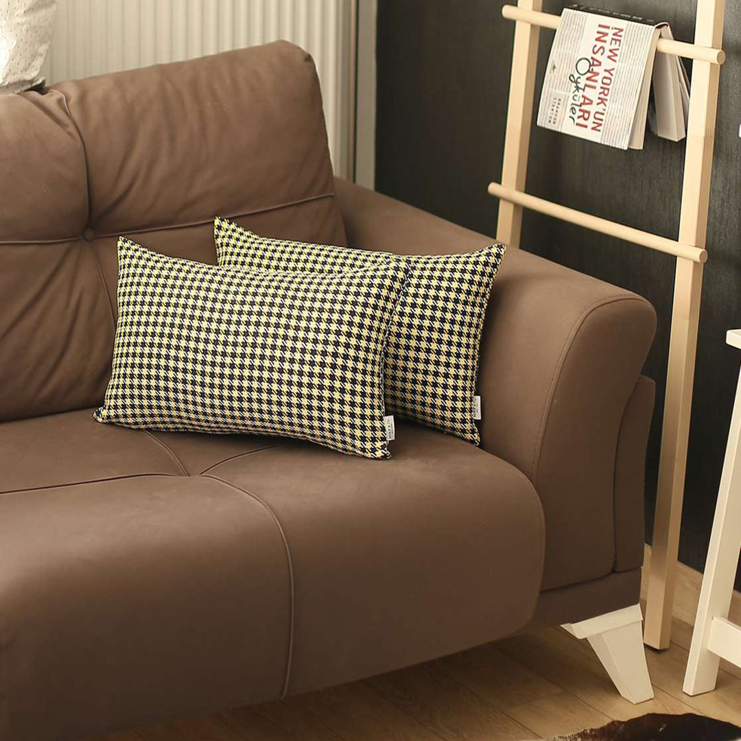 Boho-chic Lumbar Decorative Houndstooth Jacquard Pillow Covers (Set of 2) Mike&Co. New York 