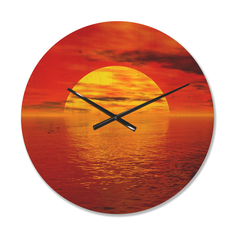 Horloge murale soleil tombant sur l'océan, Moyenne
