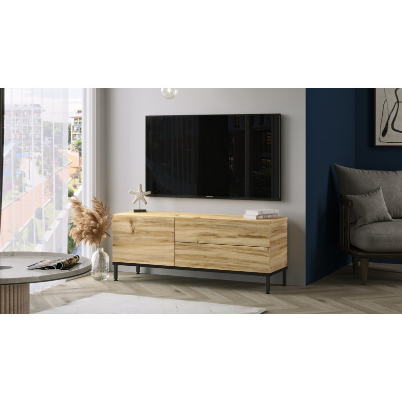 Derrie Unfinished TV Stand for TVs up to 50", Oak Black