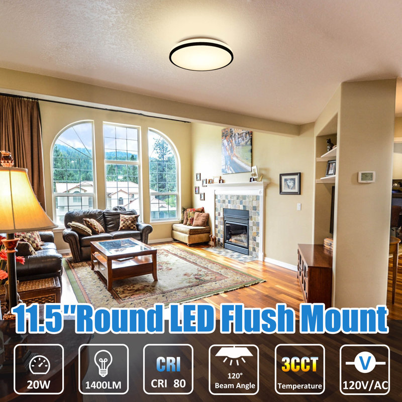 Friedrike LED Flush Mount Ceiling Light - 3000K/4000K/5000K 3CCT Selectable, Dimmable, Memory Function, ETL Certified