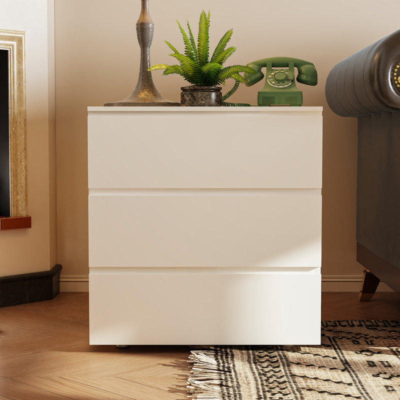 32.9 INCH H Modern 3-Drawer End Table With Handleless Front, Compact Design & Multiple Finishes – Versatile Nightstand Or Side Cabinet