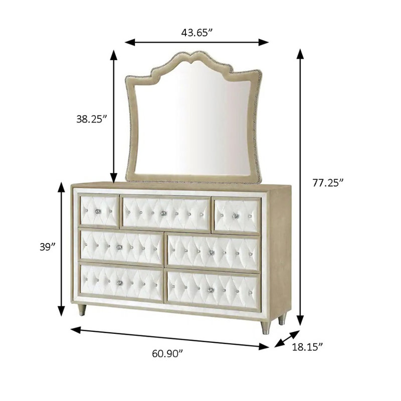 Commode 60,90 po avec miroir Modern Classics, ivoire / brun clair