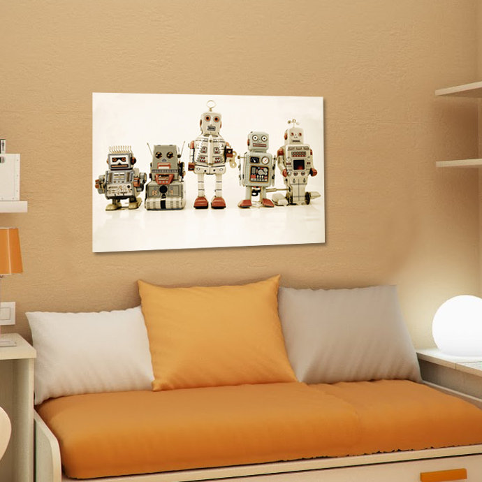 Robot Friends Print, 24" H x 36" W, Unframed Paper