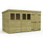 Total Sheds 12ft x 5ft Pent Garden Shed - Double Door - With Windows - Pressure Treated Timber - UK Manufactured