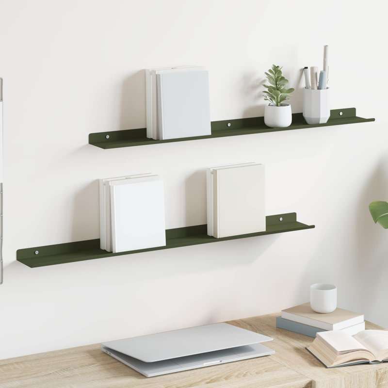 Steel Floating Shelf, Olive Green