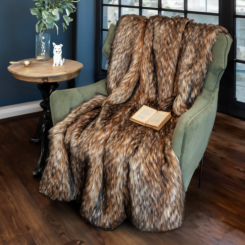 Thomas Collection® Timberwolf Luxury Faux Fur Throw Blanket in Assorted Sizes, 58" W x 60” L