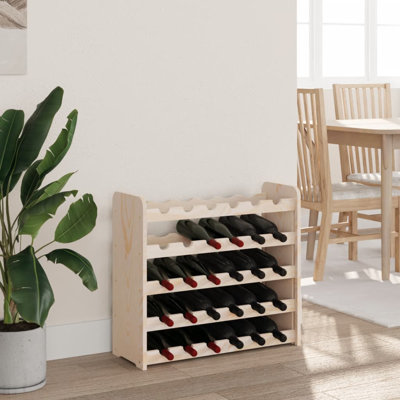 Solid Wood Floor Wine Bottle Rack Brown