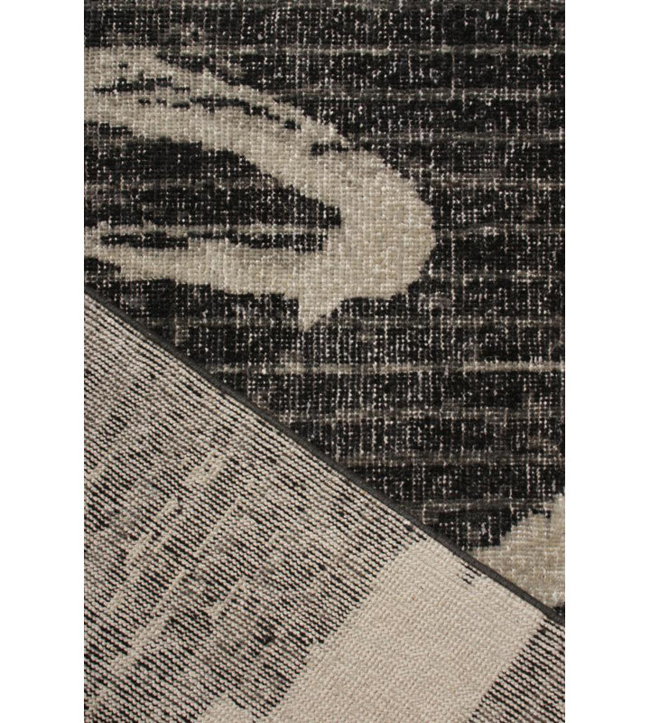 Handmade Modern Rug Gray Black Geometric Paint Strokes Pattern By Rug & Kilim, Rectangle 9' x 12'