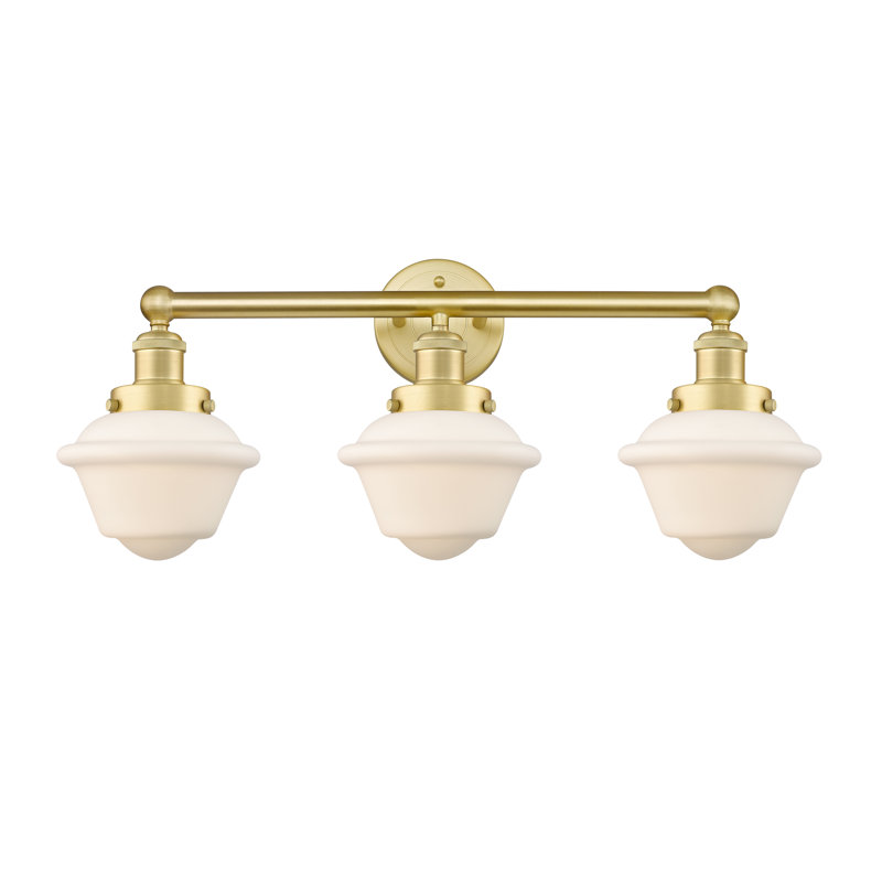 Éclairage pour meuble-lavabo à 3 lumières à intensité variable Grourke, Blanc mat, Or satiné