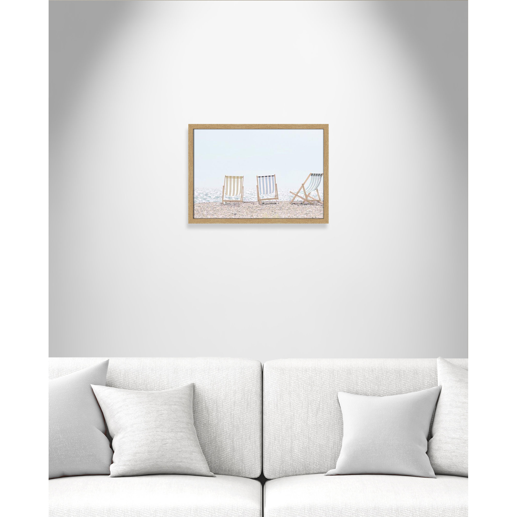 Beach Chairs Framed On Paper by Leah Straatsma Print, Natural, 17" H x 23" W x 1.25" D
