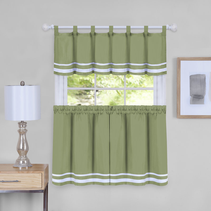 Rideau de cuisine Pangkal Pinang, Vert, L 58 po x L 14 po