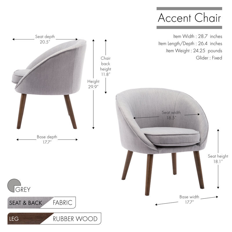 Upholstered Barrel Chair, Grey