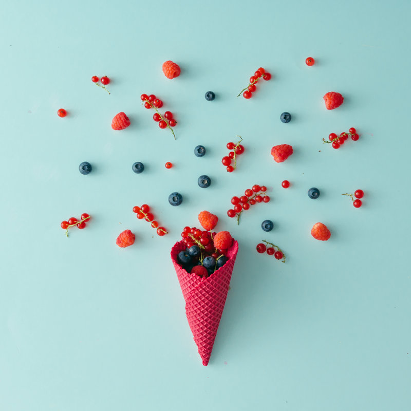 Fruit With Ice Cream Cone - Wrapped Canvas Print, 76cm H x 76cm W x 3.8cm D