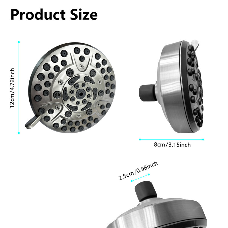High-Pressure Rain Shower Head With 10 Spray Modes, 4.7 Inch Fixed Bathroom Rainfall Showerhead With Adjustable Swivel Ball Joint, Bathroom Accessories