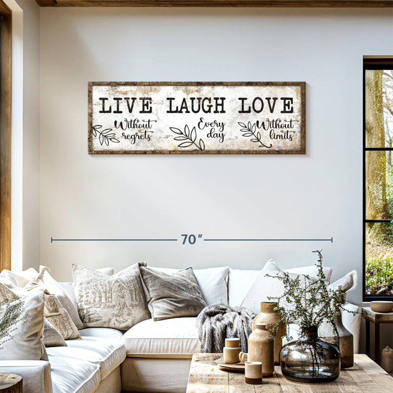 «Live Laugh Love», impression sur toile, H 17 po x l 51 po x P 1,25 po
