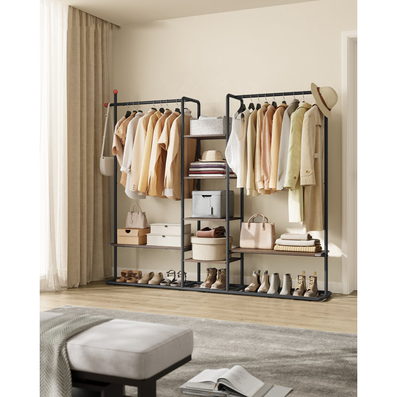163.6cm Clothing Rack, Black/Brown