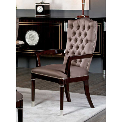 Tufted Upholstered Arm Chair in Brown